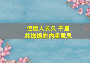 但愿人长久 千里共婵娟的内涵意思